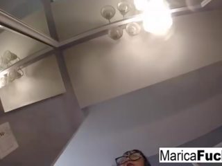 Marica Hase in enticing lingerie masturbates in the mirror