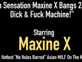 Hot asia maxine x burungpun fucks 24 inch member & mechanical fuck toy&excl;