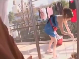 20 years old enticing Japanese Housewife POV dirty clip at home