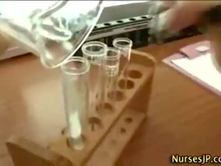 Naughty oriental nurse gets incredible semen shot