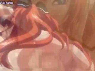 Redhead hentai teasing hard penis