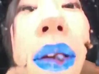ญี่ปุ่น สีน้ำเงิน ลิปสติก (spitting-fetish)