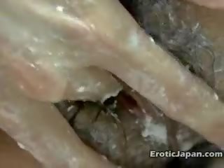 Hinreißend japanisch teenager puppe sara seori fingern sie haarig